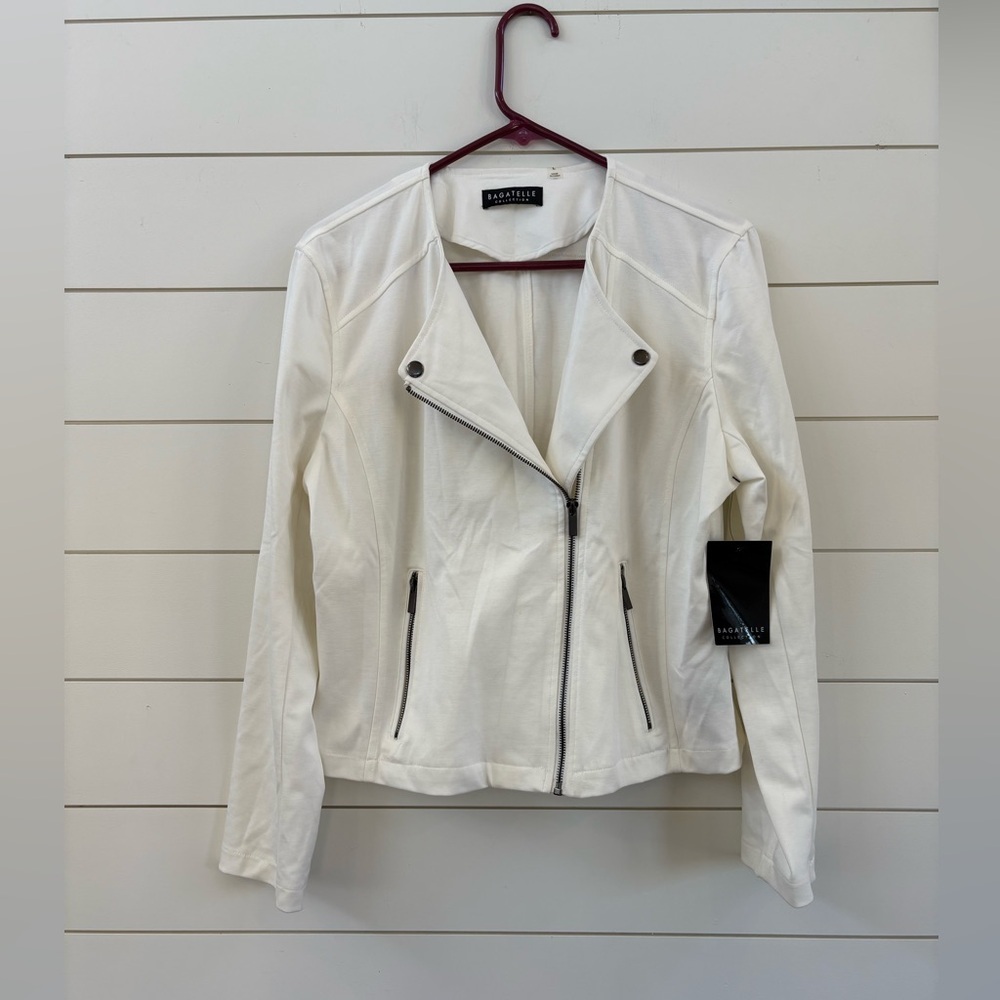 Bagatelle Women's White Lightweight Biker Jacket